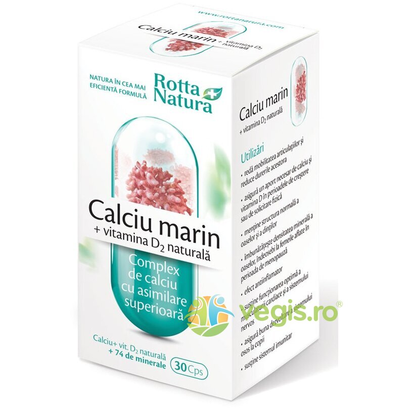 Calciu marin + Vitamina D2 30cps
