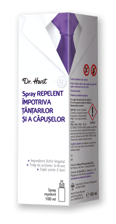 Dr.Hart Spray repelent impotriva tantarilor si a capuselor, 100ml